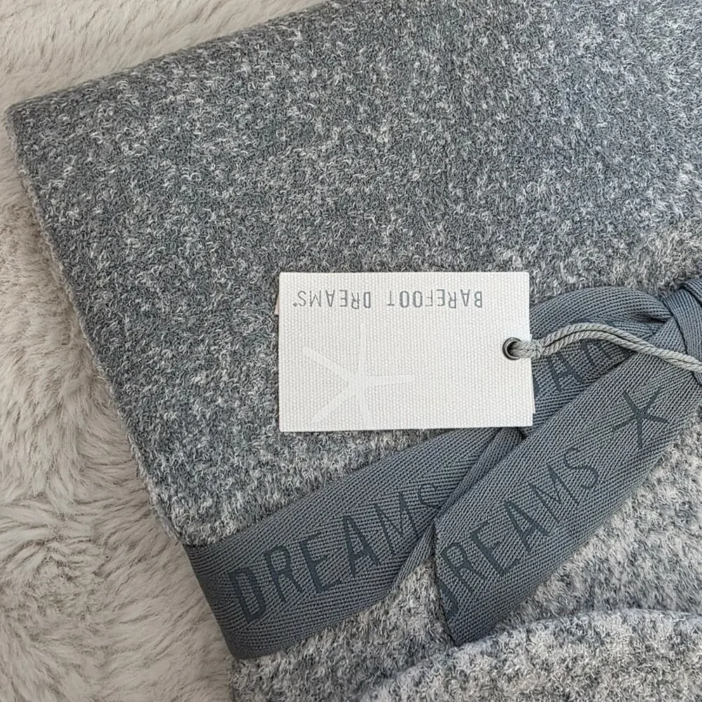Barefoot Dreams CozyChic Lite Confetti Scarf Beanie Set Smokey Green Gray NWT